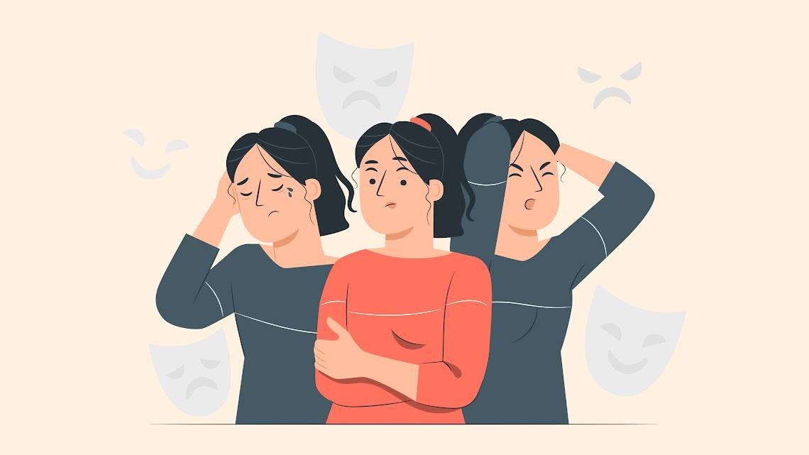 Illustration showing emotional highs and lows of bipolar disorder