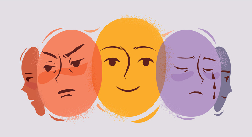 Illustration of different emotions representing emotional overwhelm and stress management